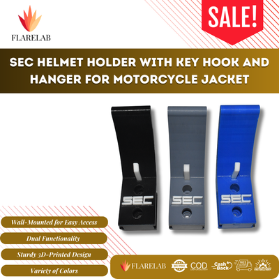 SEC Helmet Holder with Key Hook & Jacket Hanger | Flarelab