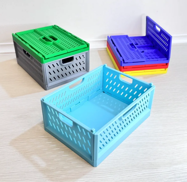 Collapsible 3D-printed stack organizer that prints flat and folds into a usable box
