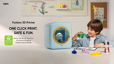A compact enclosed desktop 3D printer designed for children and beginner families