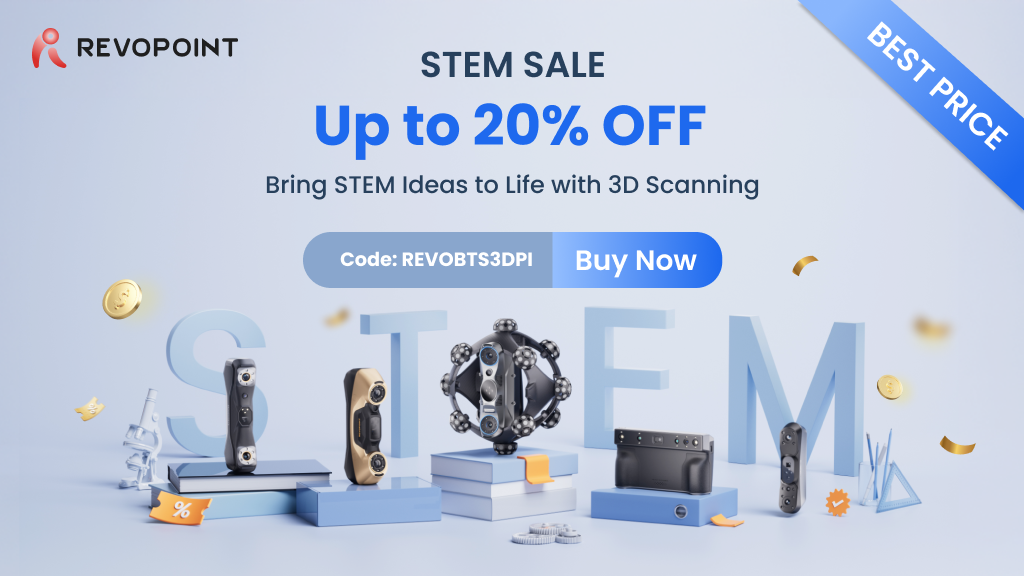 A handheld 3D scanner capturing the shape of a physical part to create a printable digital model