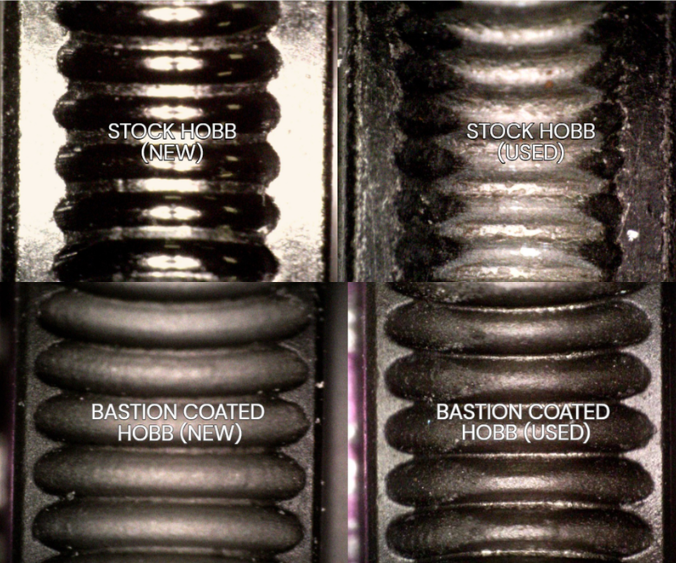 Hardened steel extruder gears with a dark diamond-like carbon coating for Bambu Lab 3D printers
