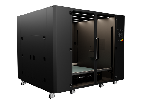 Large-format FDM 3D printer with a one cubic metre build volume printing a tall part