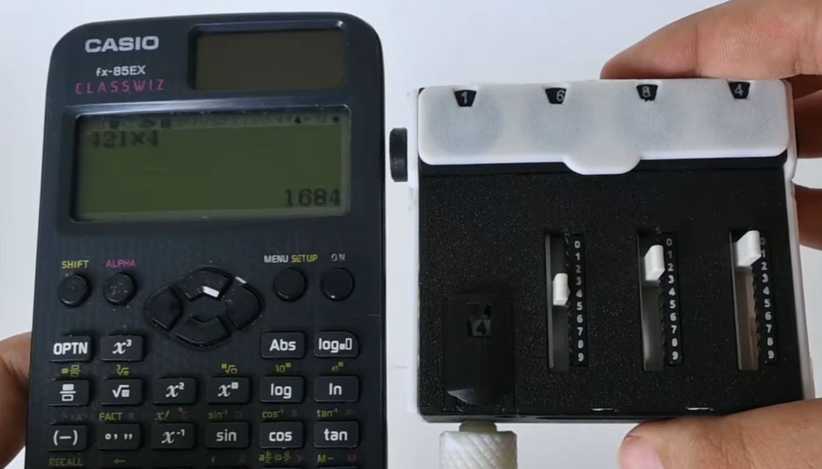 Fully 3D-printed mechanical calculator made from FDM-printed gears and dials