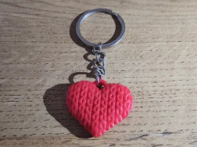 Knitted Heart Keychain Romantic Charm