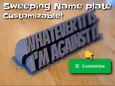 Sweeping 2-Line Name Plate Customizable Desk Sign – Desk Decor