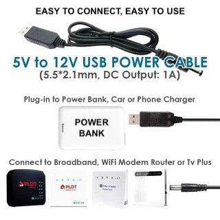 PowerBanks Cable Charger Holder FREE 5V to 12V USB Cable WiFi Router to Mobile Power Booster