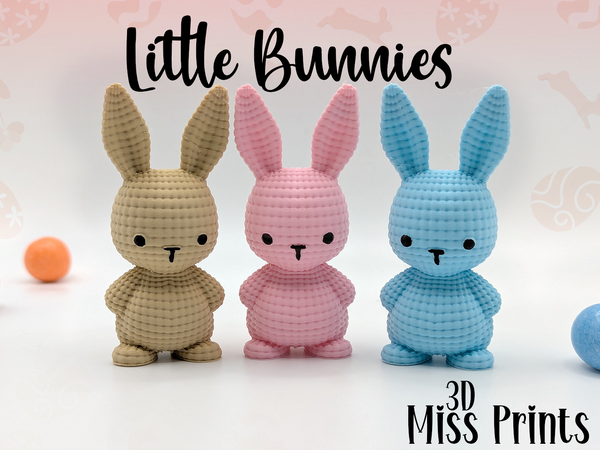 Little Knitted Bunnies Pastel Easter Set – Holiday Decor