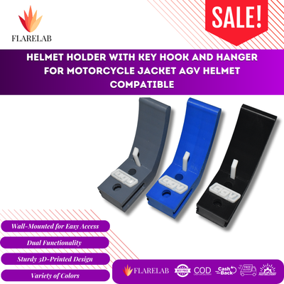 AGV Helmet Holder with Key Hook & Jacket Hanger | Flarelab