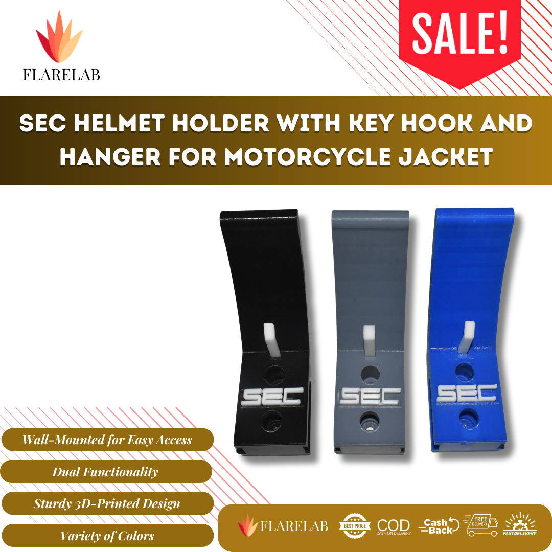 SEC Helmet Holder with Key Hook & Jacket Hanger